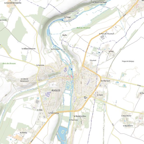 Plan cartographique de La Risle à Rugles