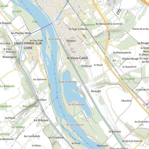 Plan cartographique de La Route du Black Bass - Parcours Passion (Briare le Canal / Châtillon-sur-Loire)