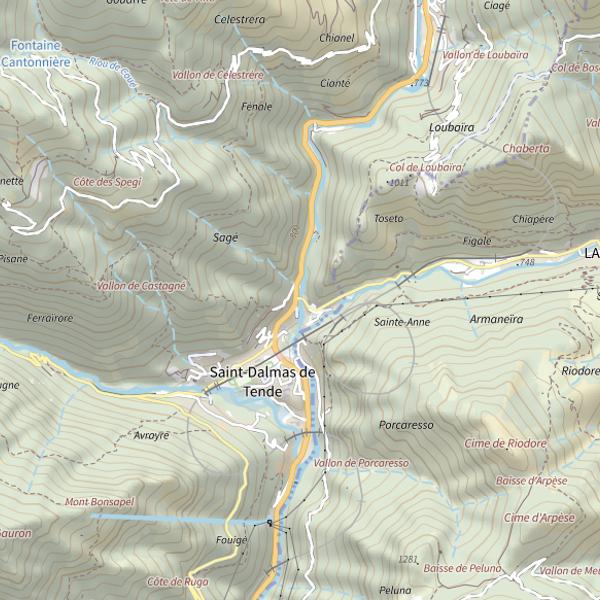 Plan cartographique de La Roya (Socièté de pêche privée de Tende)