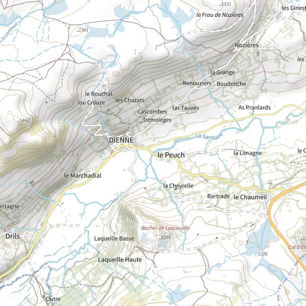 Plan cartographique de La Santoire à Dienne