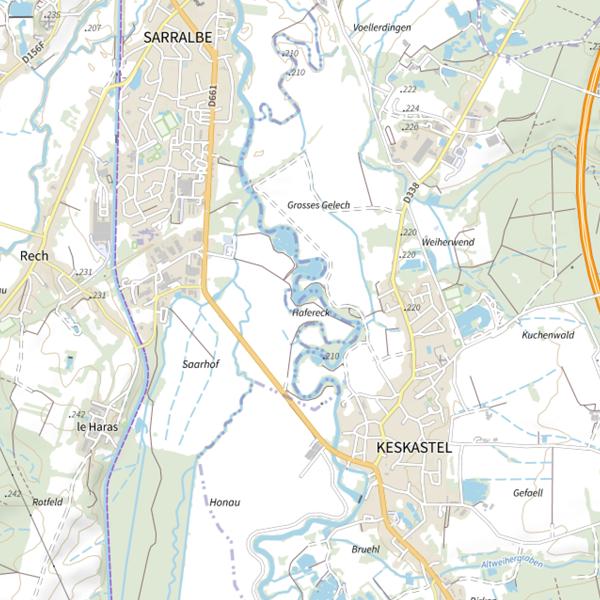 Plan cartographique de La Sarre (Rive droite)