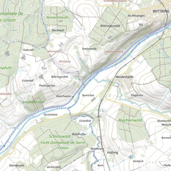 Plan cartographique de La Sarre (Rive gauche)