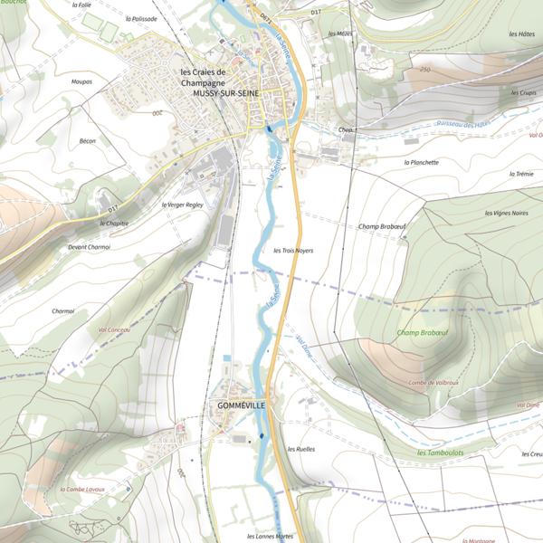 Plan cartographique de La Seine (Aube)