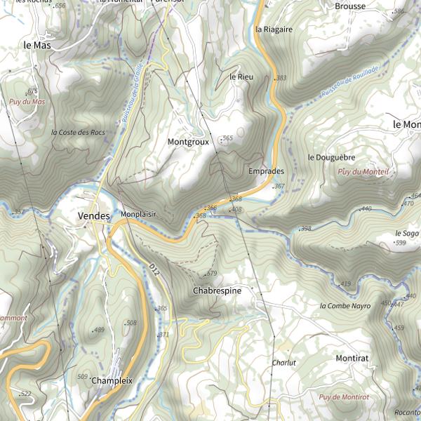 Plan cartographique de La Sumène et le Marilhou