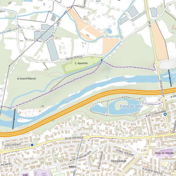 Plan cartographique de La Têt à Le Soler