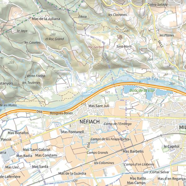 Plan cartographique de La Têt à Néfiach