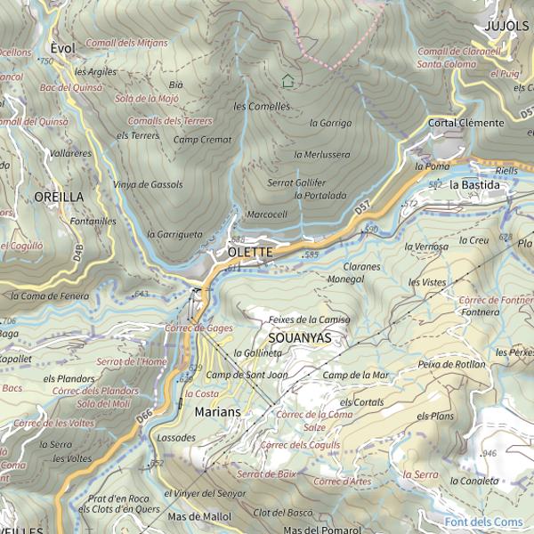 Plan cartographique de La Têt à Olette