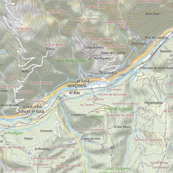 Plan cartographique de La Têt à Serdinya