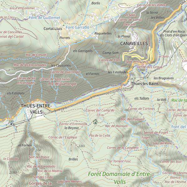 Plan cartographique de La Têt à Thuès