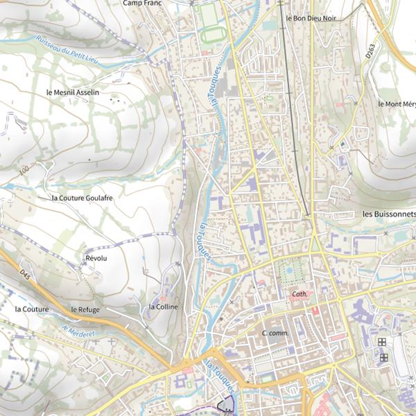 Plan cartographique de La Touques à Lisieux