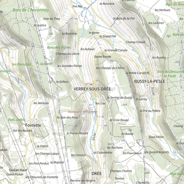Plan cartographique de La Truite de la Drenne et du Drevin - Verrey-sous-Drée
