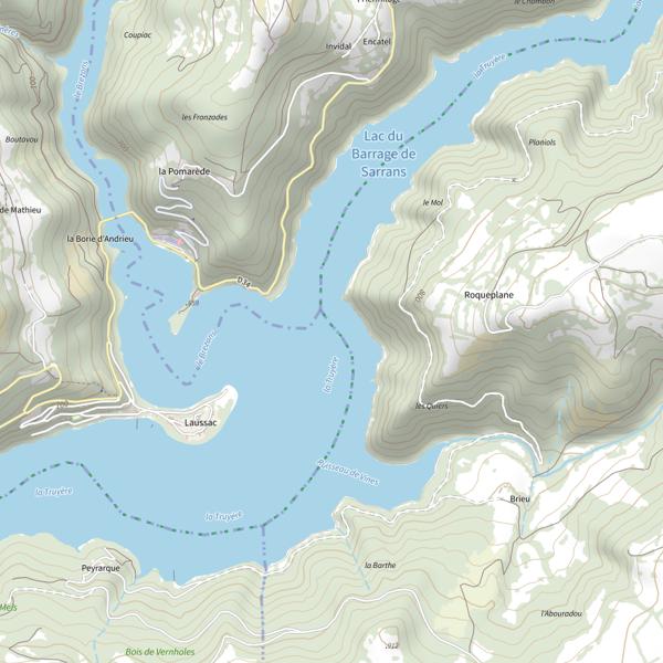 Plan cartographique de La Truyère (Aveyron)