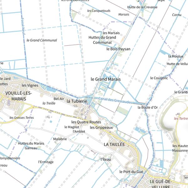 Plan cartographique de La Tublerie, Canal de la Baisse, La Taillée