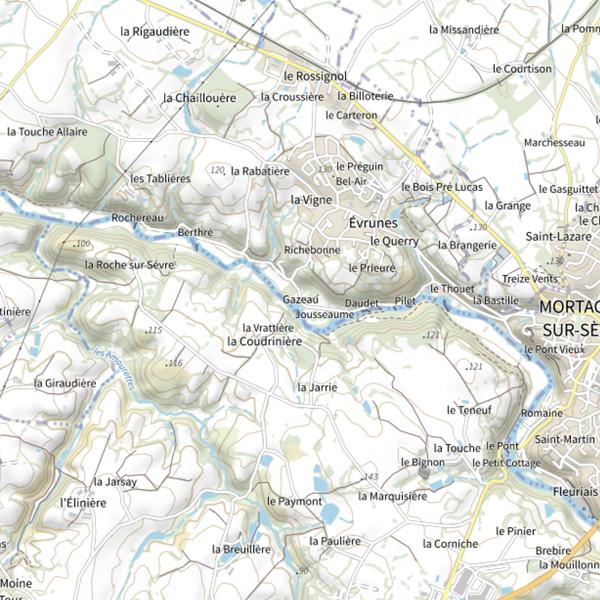 Plan cartographique de La Varenne, la Sèvre Nantaise, Mortagne-sur-Sèvre