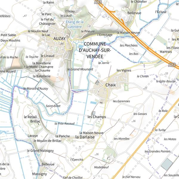 Plan cartographique de La Vendée, Fontenay-le-Comte