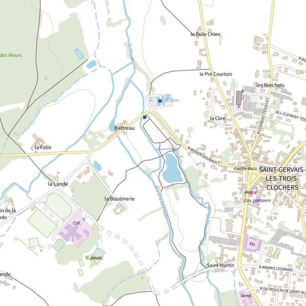 Plan cartographique de La Veude et ses affluents