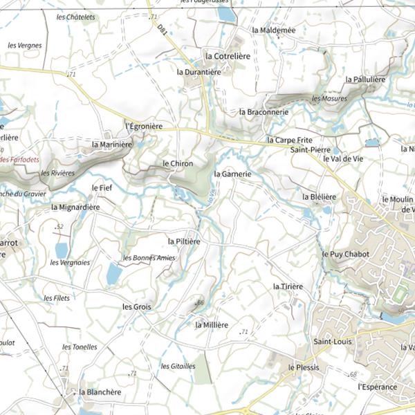 Plan cartographique de La Vie, La Garnerie, Le Poiré-sur-Vie
