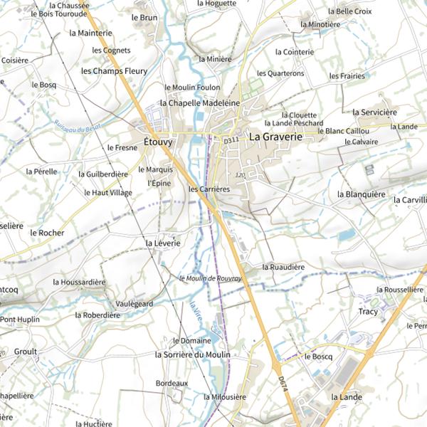 Plan cartographique de La Vire (Calvados)