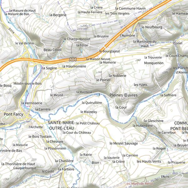 Plan cartographique de La Vire (Manche)