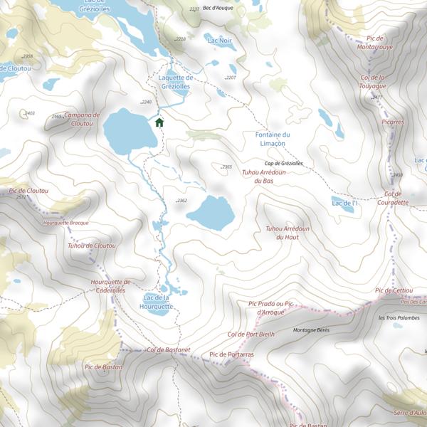 Plan cartographique de Lac Arrédoun