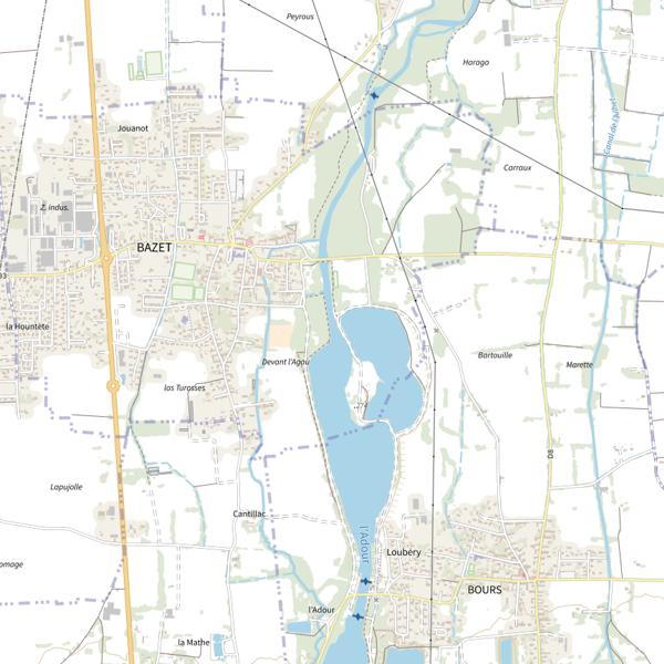 Plan cartographique de Lac aval de Bours-Bazet