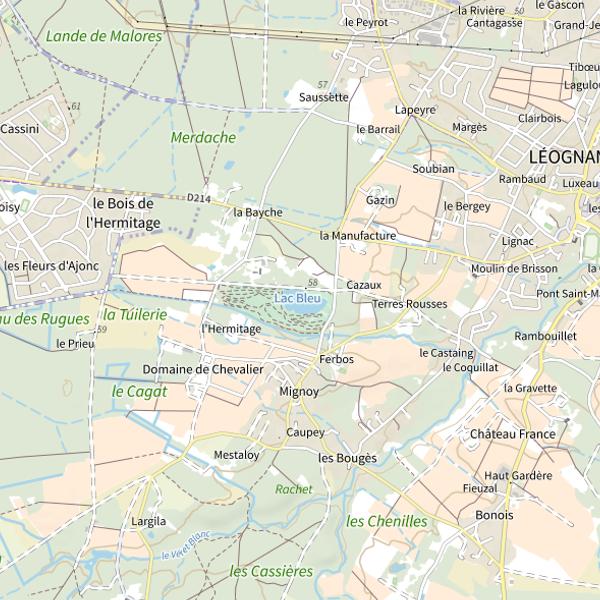 Plan cartographique de Lac Bleu (Léognan)