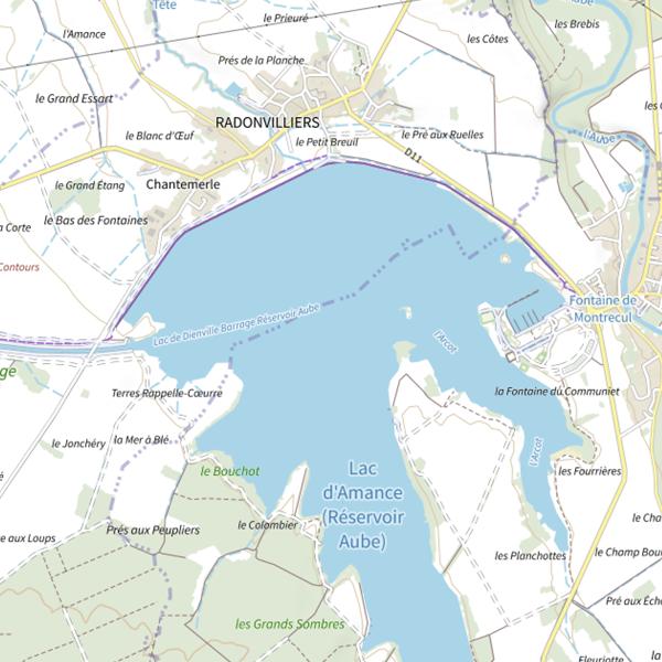 Plan cartographique de Lac d'Amance (Dienville)