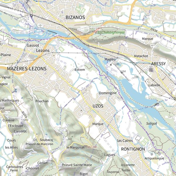 Plan cartographique de Lac d'Aressy (Uzos)