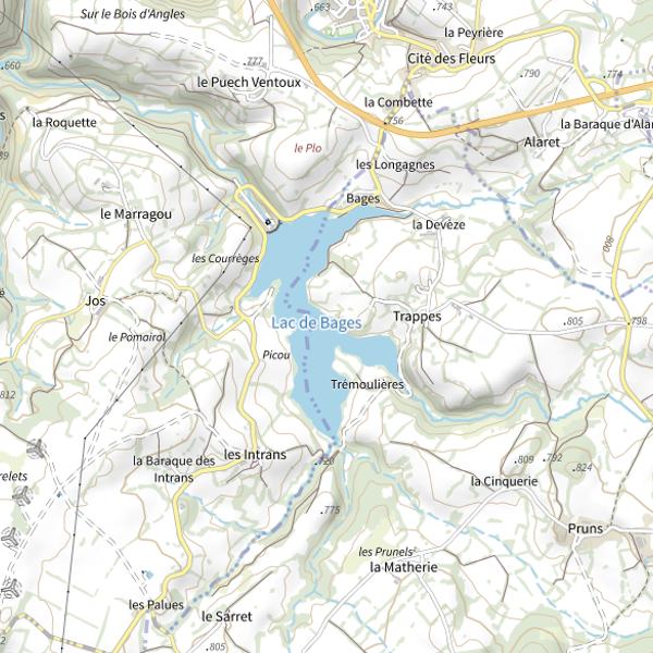 Plan cartographique de Lac de Bage