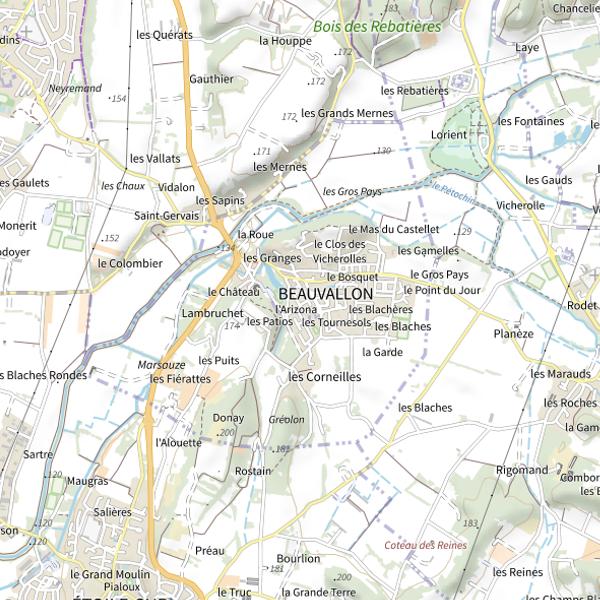 Plan cartographique de Lac de Beauvallon