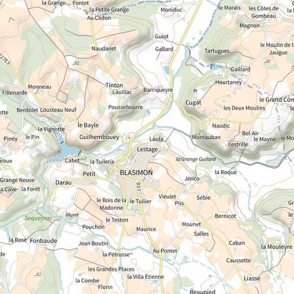 Plan cartographique de Lac de Blasimon