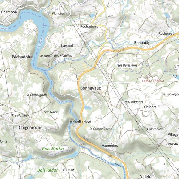 Plan cartographique de Lac de Bonavaud