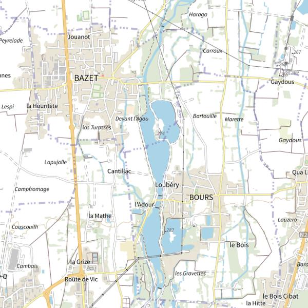 Plan cartographique de Lac de Bours-Bazet