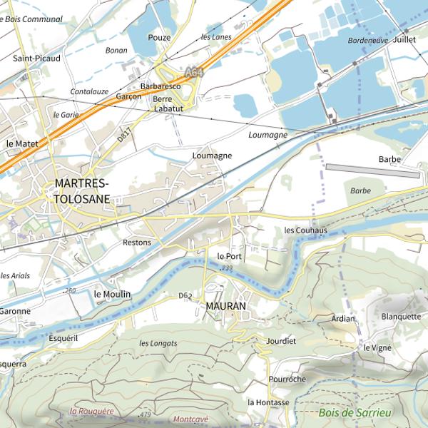 Plan cartographique de Lac de Boussens-Palaminy