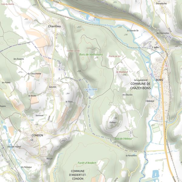 Plan cartographique de Lac de Bret