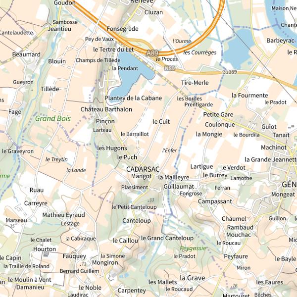 Plan cartographique de Lac de Cadarsac