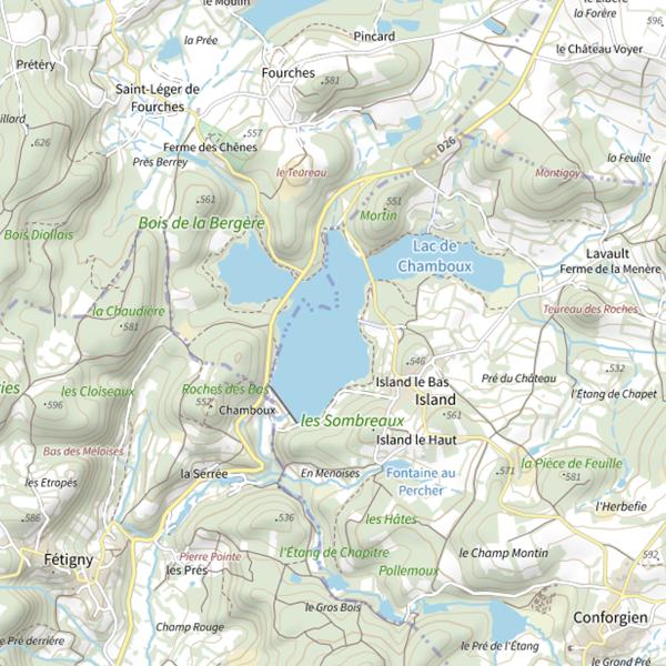 Plan cartographique de Lac de Chamboux