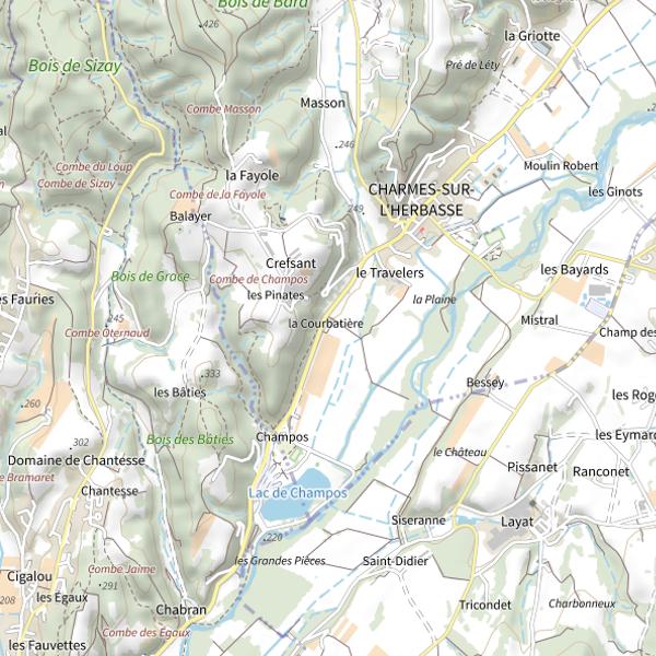 Plan cartographique de Lac de Champos
