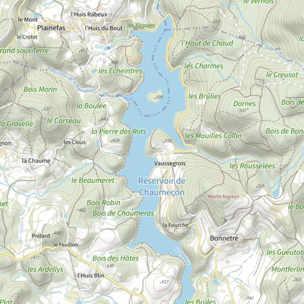 Plan cartographique de Lac de Chaumeçon