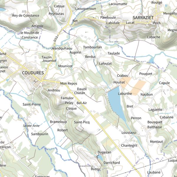 Plan cartographique de Lac de Coudures