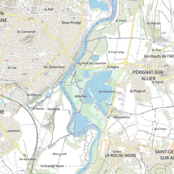 Plan cartographique de Lac de Cournon d'Auvergne (Pérignat-sur-Allier)
