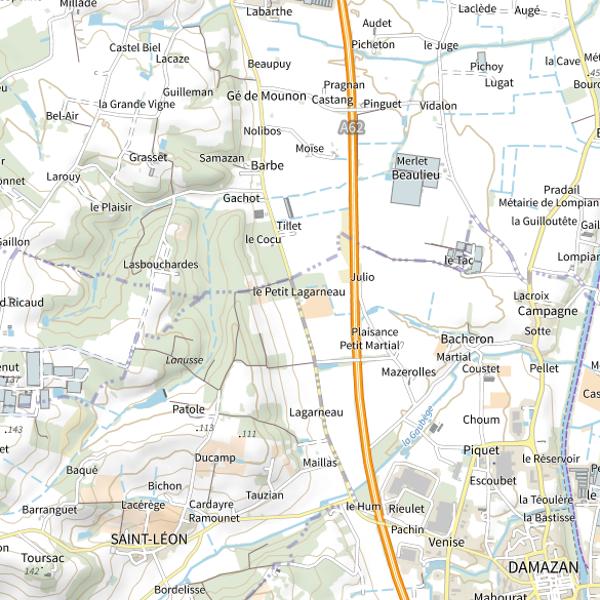 Plan cartographique de Lac de Damazan