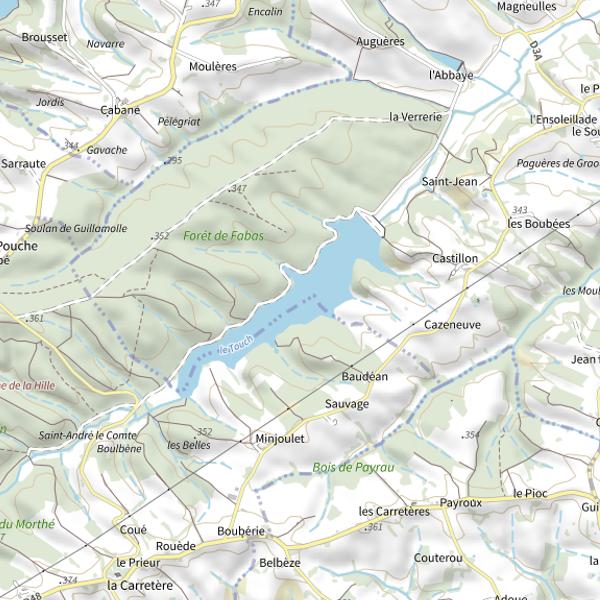 Plan cartographique de Lac de Fabas