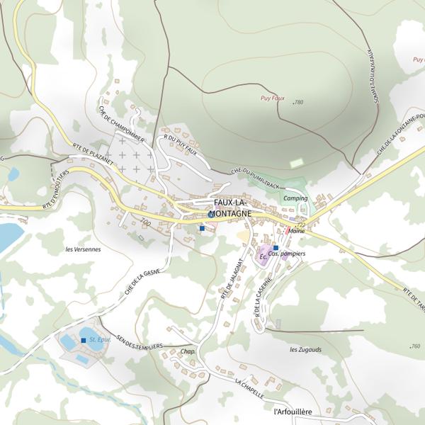 Plan cartographique de Lac de Faux la Montagne