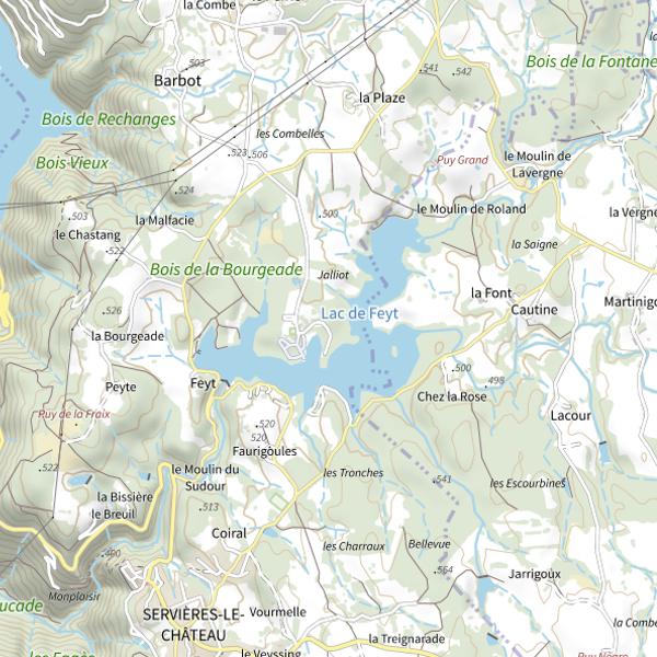Plan cartographique de Lac de Feyt