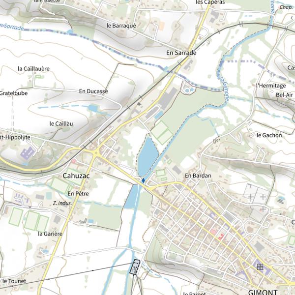 Plan cartographique de Lac de Gimont 1 Ou Grand Lac de Gimond