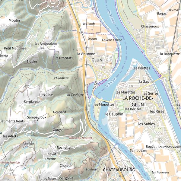 Plan cartographique de Lac de Glun