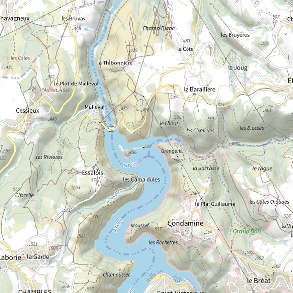 Plan cartographique de Lac de Grangent
