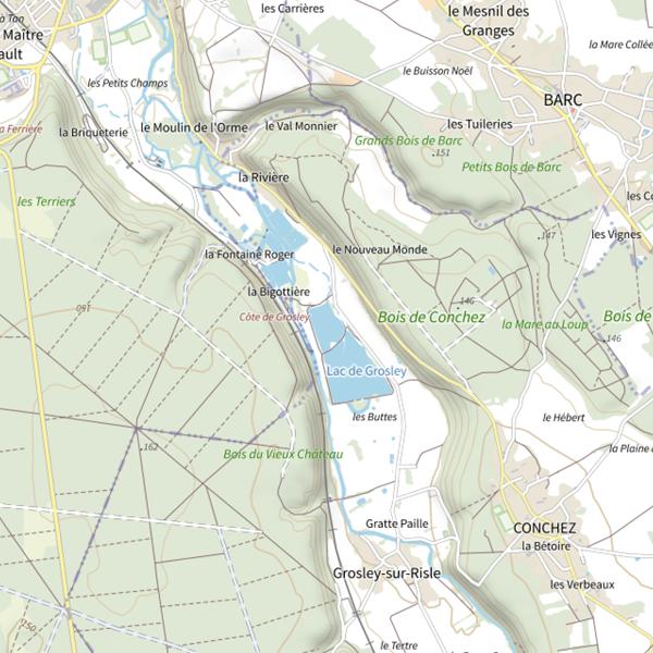 Plan cartographique de Lac de Grosley (Grosley-sur-Risle)