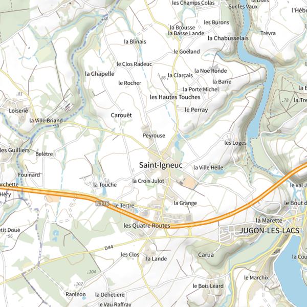 Plan cartographique de Lac de Jugon les lacs